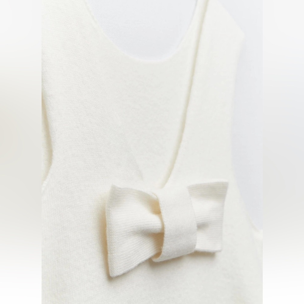 ZARA 100% Wool Ecru Dress Tie Detail Bow 4369/107 NWT - Picture 5 of 8